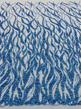 Dantela Couture Égkék gyöngyökkel, gyöngysorral és flitterekkel